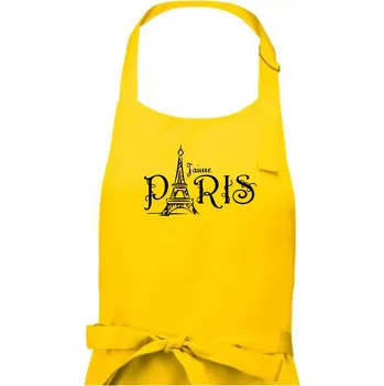 Kuchyňská zástěra Paris nápis Eiffelovka rovný - Dámská zástěra na vaření - Univerzální velikost ( Žlutá )