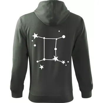 Pánská mikina Souhvězdí - Gemini - Blíženci - Mikina s kapucí na zip trendy zipper - S ( Tmavá břidlice (šedá se zeleným nádechem) )