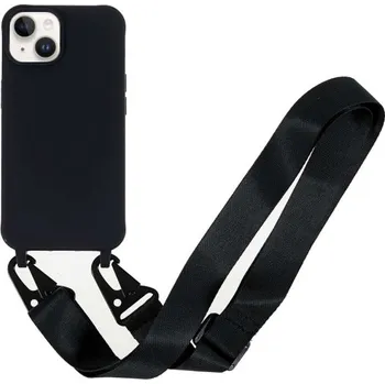 Pouzdro na mobilní telefon Matný kryt s nastavitelným popruhem pro iPhone 14 - černý