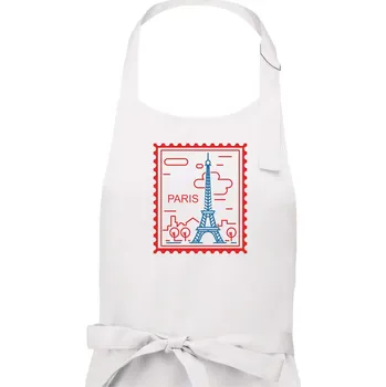 Kuchyňská zástěra Paříž známka jednoduchá - Dámská zástěra na vaření - Univerzální velikost ( Bílá )