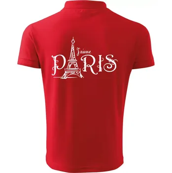Pánská košile Paris nápis Eiffelovka rovný - Polokošile pánská Pique Polo 203 - XL ( Červená )