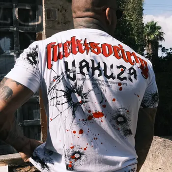 Pánská móda Pánské triko Yakuza Woof Regular 25023 white velikost: 4XL