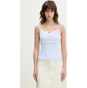 Bavlněný top Tommy Jeans modrá barva, DW0DW20620 50X, vel. L