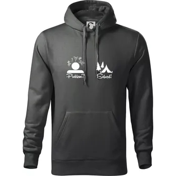 Pánská mikina Problem? Solved! - Kempování - Mikina pánská Cape s kapucí - L ( Tmavá břidlice (šedá se zeleným nádechem) )