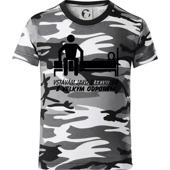 Chlapecké tričko Vstávám jako elektrikář s velkým odporem - Dětské maskáčové triko - 134 cm/8 let ( Šedý maskáč )