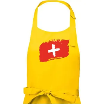 Kuchyňská zástěra Švýcarsko vlajka - Dámská zástěra na vaření - Univerzální velikost ( Žlutá )
