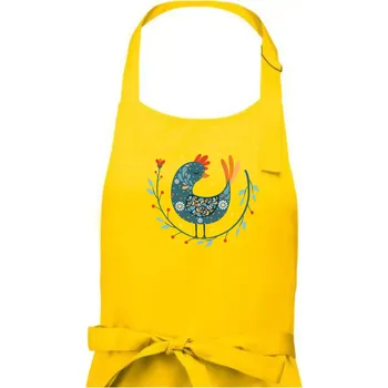 Kuchyňská zástěra Folklor - slepice s kopretinou - Dámská zástěra na vaření - Univerzální velikost ( Žlutá )