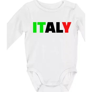 Kojenecký body Italy Nápis - Body kojenecké s dlouhým rukávem - Dlouhý r. do 3 měs ( Bílá )