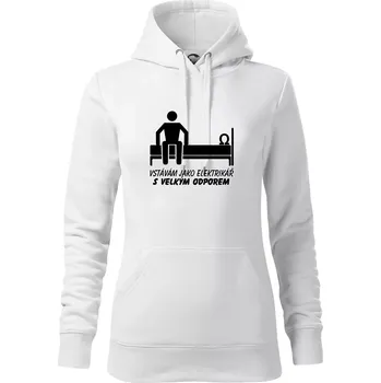Dámská mikina Vstávám jako elektrikář s velkým odporem - Mikina dámská Cape s kapucí - XL ( Bílá )