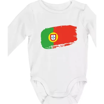 Portugalsko vlajka - Body kojenecké s dlouhým rukávem - Dlouhý r. 3-6 měs ( Bílá )