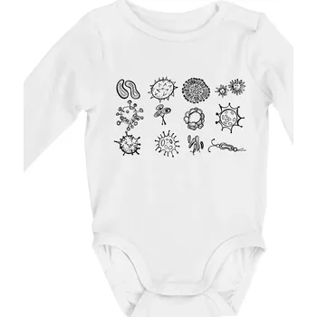 Kojenecký body Set bakterií - Body kojenecké s dlouhým rukávem - Dlouhý r. do 3 měs ( Bílá )