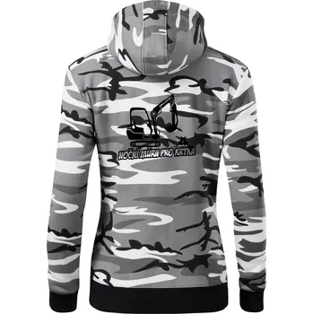 Dámská mikina Noční můra pro krtka - Dámská mikina trendy zipper s kapucí - XS ( Šedý maskáč )