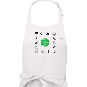 Kuchyňská zástěra Kempování symboly - Pánská zástěra na vaření - Univerzální velikost ( Bílá )