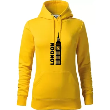 Dámská mikina London věž - Mikina dámská Cape s kapucí - S ( Žlutá )