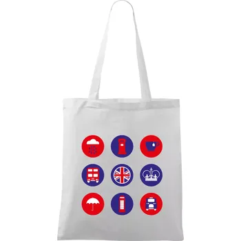 Anglie symboly v kruzích - Taška bavlněná - 42 x 38 cm ( Bílá )