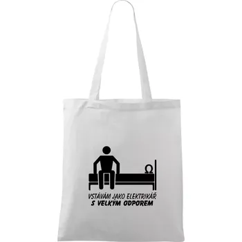 Vstávám jako elektrikář s velkým odporem - Taška bavlněná - 42 x 38 cm ( Bílá )