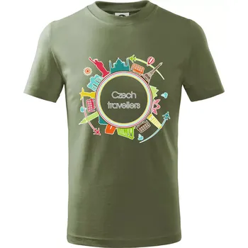 Czech Travelers barevný - Tričko dětské bavlněné - 104-110cm / 3-4 roky ( Khaki )