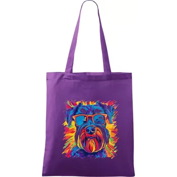 Knírač barevný styl 70s - Taška bavlněná - 42 x 38 cm ( Fialová )