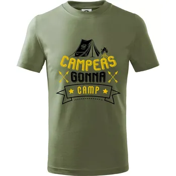 Campers gonna camp - Tričko dětské bavlněné - 122 cm/6 let ( Khaki )
