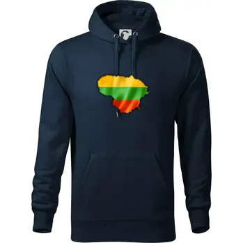 Pánská mikina Litva vlajka mapa - Mikina pánská Cape s kapucí - 5XL ( Námořní modrá (téměř černá) )