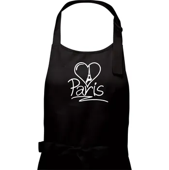 Kuchyňská zástěra Srdce Paris - Pánská zástěra na vaření - Univerzální velikost ( Černá )
