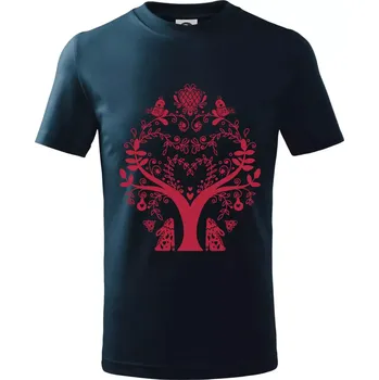Chlapecké tričko Folklor - strom - Tričko dětské bavlněné - 134 cm/8 let ( Námořní modrá (velmi tmavá - téměř černá) )