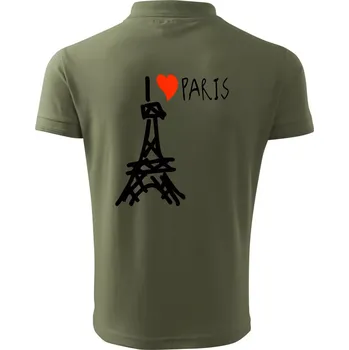 Pánská košile I love Paris - Polokošile pánská Pique Polo 203 - 4XL ( Khaki )