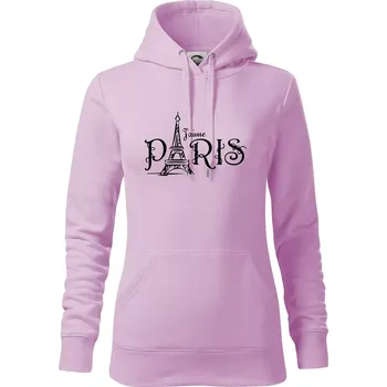 Dámská mikina Paris nápis Eiffelovka rovný - Mikina dámská Cape s kapucí - S ( Orchid )