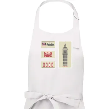 Kuchyňská zástěra Britská známka - Pánská zástěra na vaření - Univerzální velikost ( Bílá )