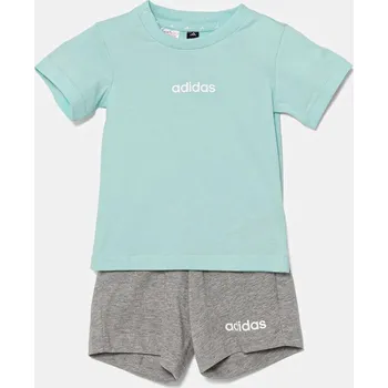 Kojenecká souprava Dětská bavlněná souprava adidas tyrkysová barva, JC9743 06X, vel. 80