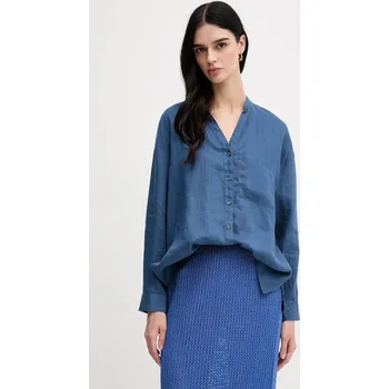 Dámská košile Lněná košile United Colors of Benetton 5BMLDQ0BA modrá 95X, vel. S