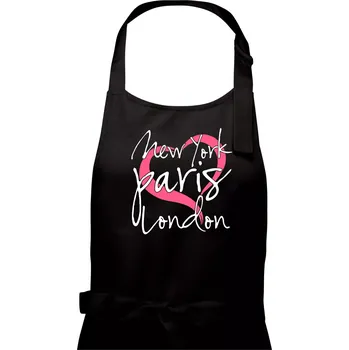 Kuchyňská zástěra I love NYC Paris London - Dámská zástěra na vaření - Univerzální velikost ( Černá )