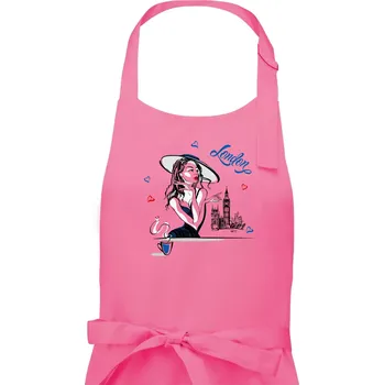 Kuchyňská zástěra Fashion model London - Dámská zástěra na vaření - Univerzální velikost ( Růžová )