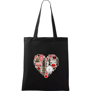 Nákupní taška Britské srdce - objekty - Taška bavlněná - 42 x 38 cm ( Černá )