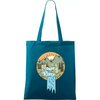 Life is like a Flowing river - Taška bavlněná - 42 x 38 cm ( Petrolejová )