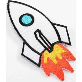 Nažehlovací záplata - raketa - rozměr 10,5 cm x 5,5 cm - bílá