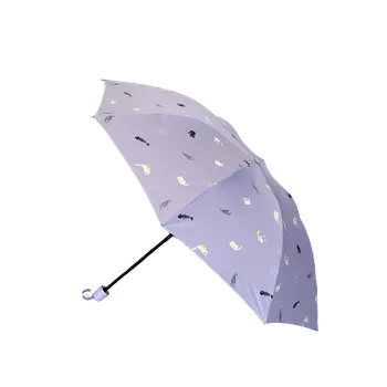 Dámský skládací deštník - vzor kočka - fialová