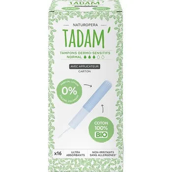Menstruační tampony TADAM Dermo sensitivní tampony z BIO bavlny s aplikátorem, Normal, 14 ks