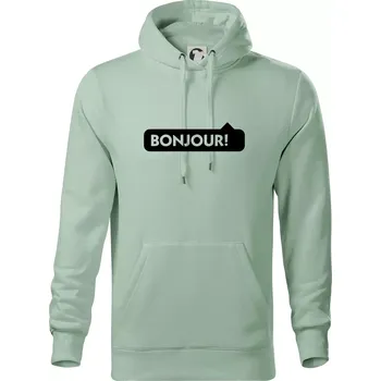 Pánská mikina Nápis Bonjour - Mikina pánská Cape s kapucí - L ( Sage )