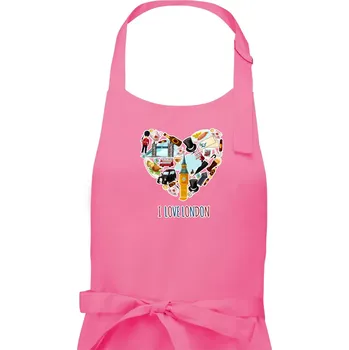 Kuchyňská zástěra London turistic - Dámská zástěra na vaření - Univerzální velikost ( Růžová )