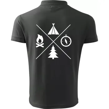 Pánská košile Kempování čtyřka - Polokošile pánská Pique Polo 203 - S ( Tmavá břidlice (šedá se zeleným nádechem) )