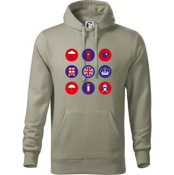 Pánská mikina Anglie symboly v kruzích - Mikina pánská Cape s kapucí - 3XL ( Light khaki )