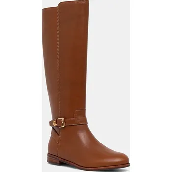 Dámské kozačky Kožené kozačky Lauren Ralph Lauren Brooke Tll 2 dámské, hnědá barva, na plochém podpatku, 802974383001 802974383001.200 88X, EUR 39.5
