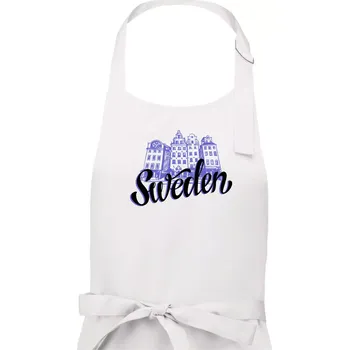Kuchyňská zástěra Sweden Lettering - Pánská zástěra na vaření - Univerzální velikost ( Bílá )
