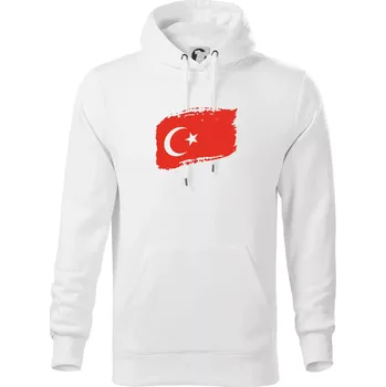 Pánská mikina Turecko vlajka - Mikina pánská Cape s kapucí - 5XL ( Bílá )