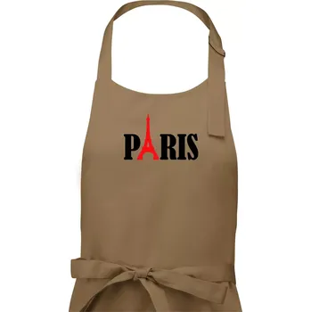 Kuchyňská zástěra Paris nápis Eiffelova věž - Dámská zástěra na vaření - Univerzální velikost ( Cappuccino )