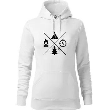 Dámská mikina Kempování čtyřka - Mikina dámská Cape s kapucí - 2XL ( Bílá )