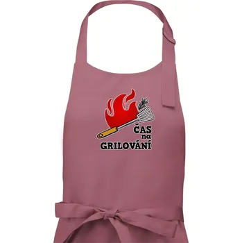 Kuchyňská zástěra Čas na grilování - Dámská zástěra na vaření - Univerzální velikost ( Starorůžová )