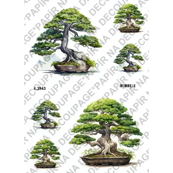 Umělecký papír Rýžový a soft papír na decoupage - Bonsaj - KB03943 Materiál: Soft, Rozměr: A4