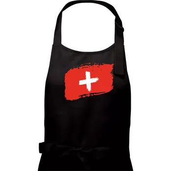 Kuchyňská zástěra Švýcarsko vlajka - Pánská zástěra na vaření - Univerzální velikost ( Černá )